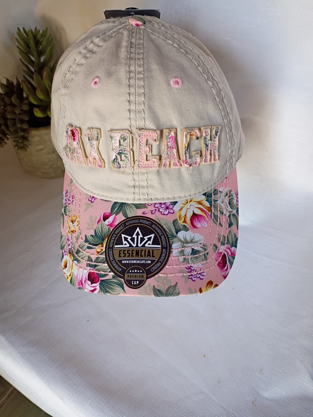 Essential Women's Pink Floral JAX BEACH' Embroidery Cap New